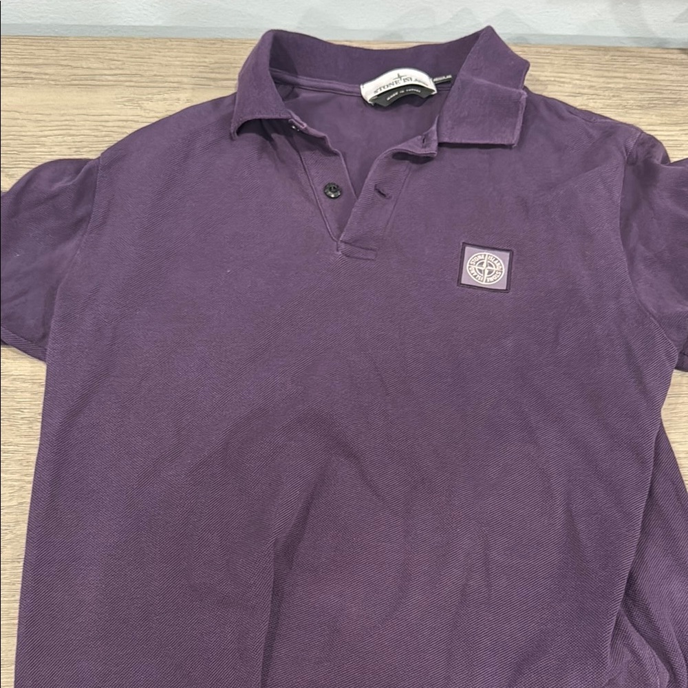 Stone Island Purple Polo Shirt Classic Design